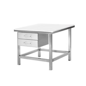 Stainless Steel Square Table with Drawers