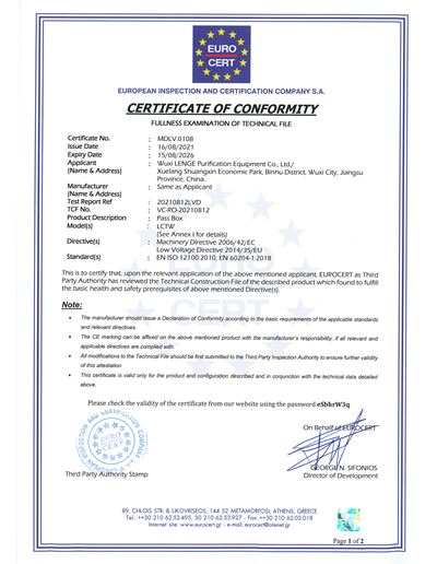 CE certificate of Dynamic Pass Box